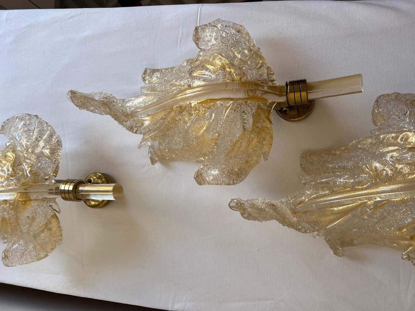 Luxurious Pair Of Wall Lamps By Barovier & Toso, Murano, 1980s photo vintage