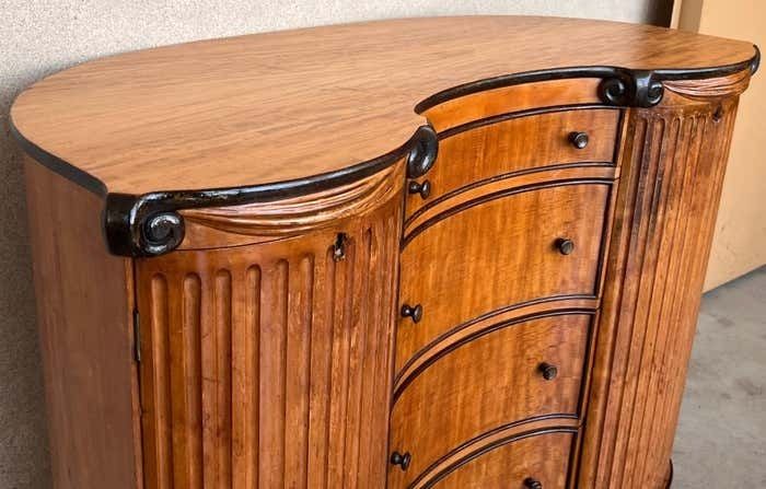 Art Deco Demilune Burl Walnut And Ebonized Credenza With Doors And photo Furniture