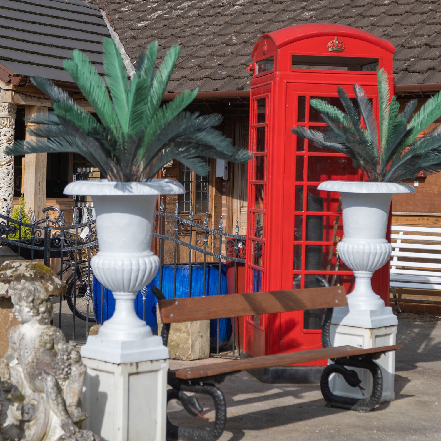 Pair Of Large White Cast Iron Urns photo furniture