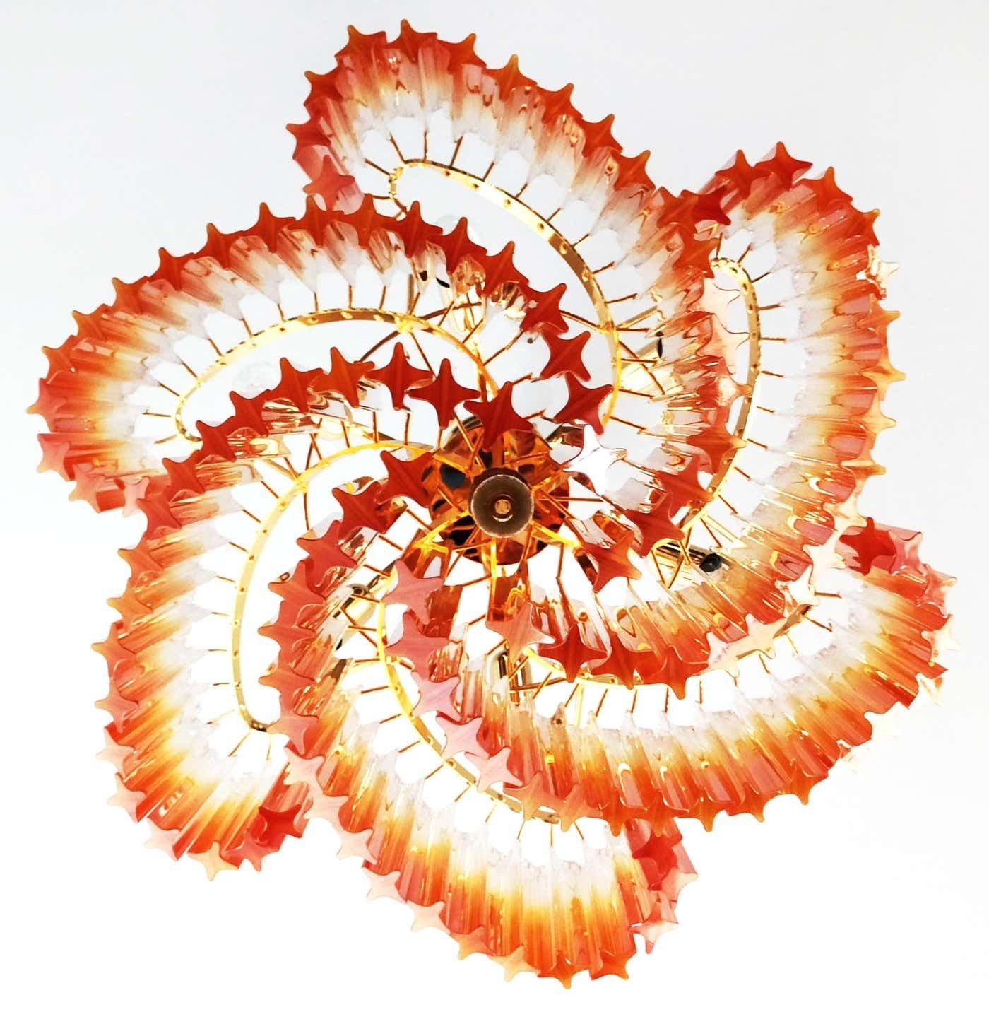 Beautiful Quadriedri Murano Glass Chandelier   114 Shaded Amber Prism photo buy