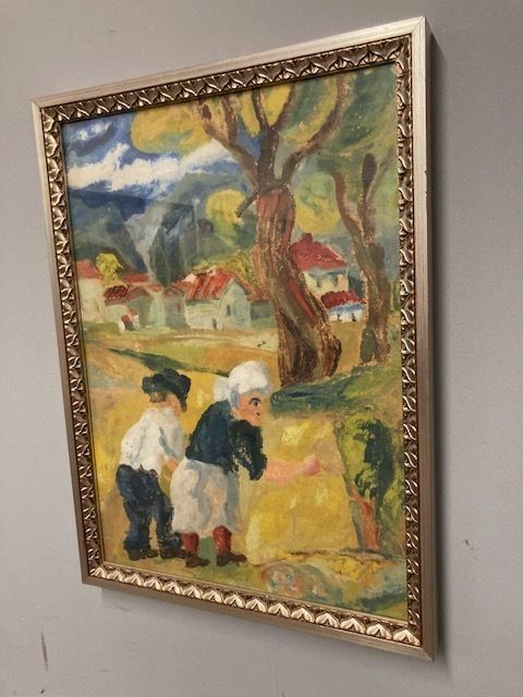 Peasant Painting Giuseppe Serafini Montelupo Fiorentino Oil On Cardboard Year 1973