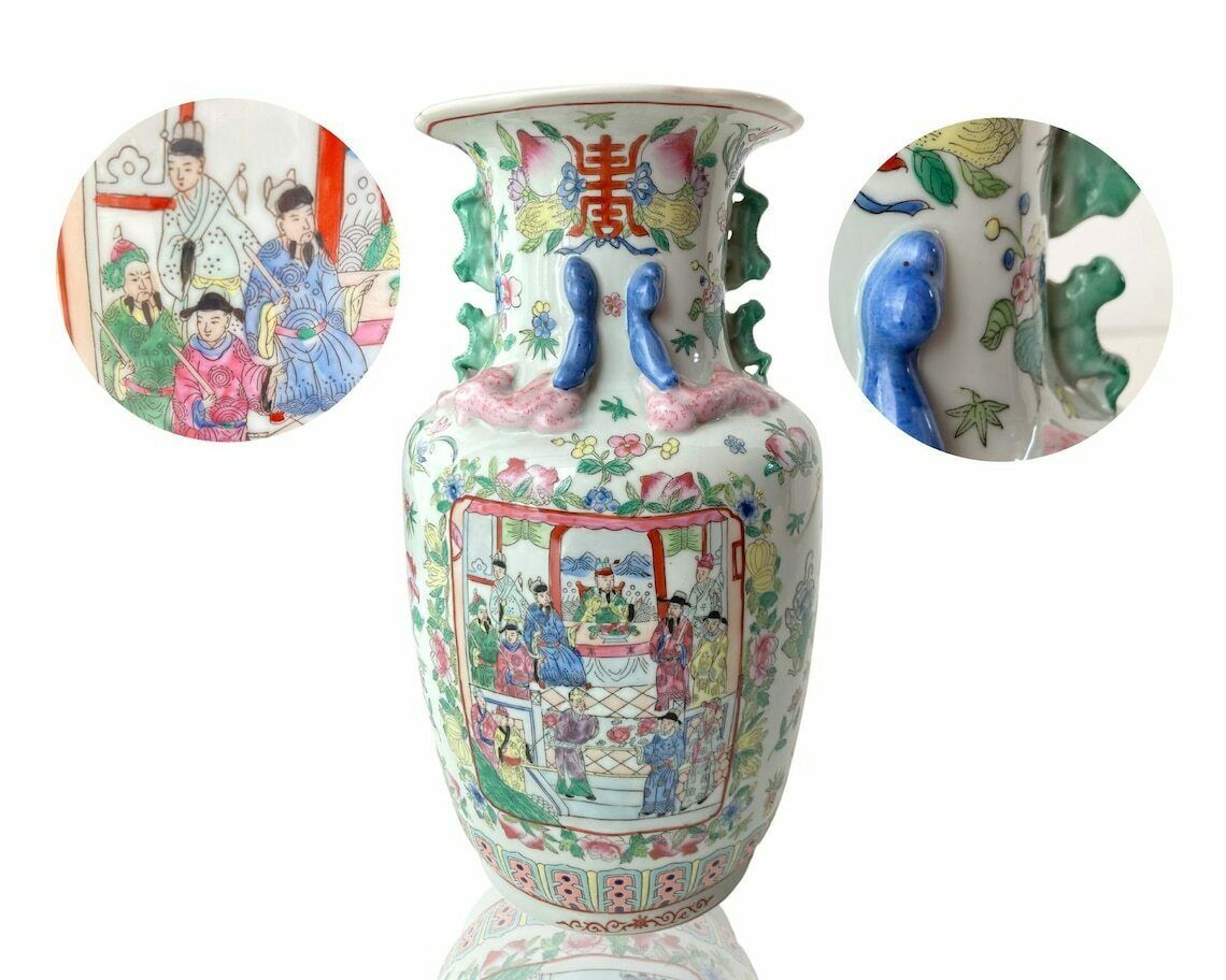 Famille Rose Vaas | Chinese Vaas | Drakenhandvatten | Hofscène