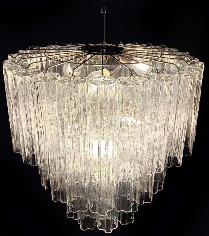 Lighting Beautiful Large Three Tier Murano Glass Tube Chandeliers   52 Glasses photo