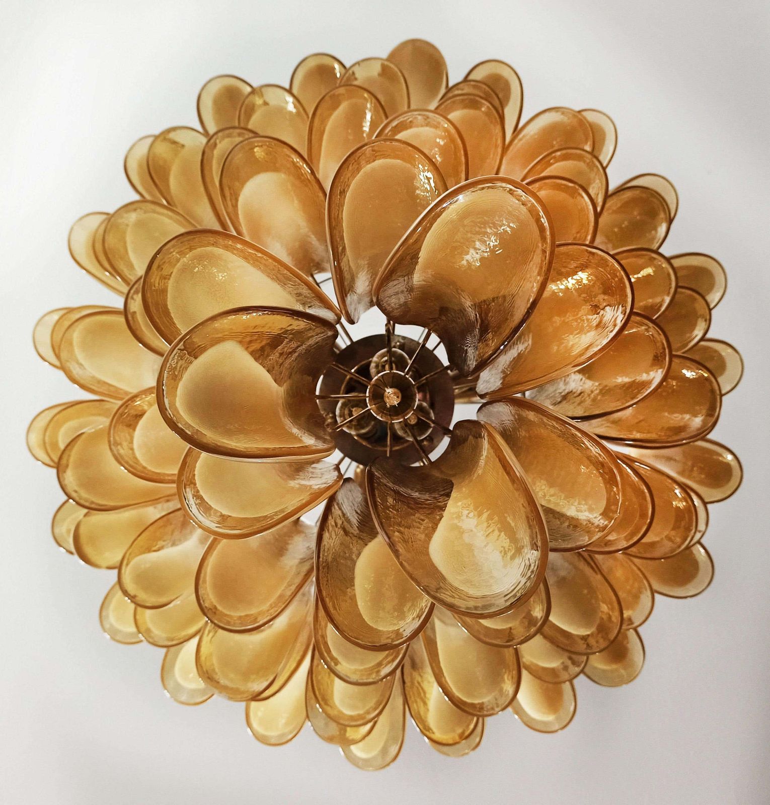 Beautiful Murano Chandeliers In The Manner Of Mazzega   75 Caramel Glass Petalsi photo for sale