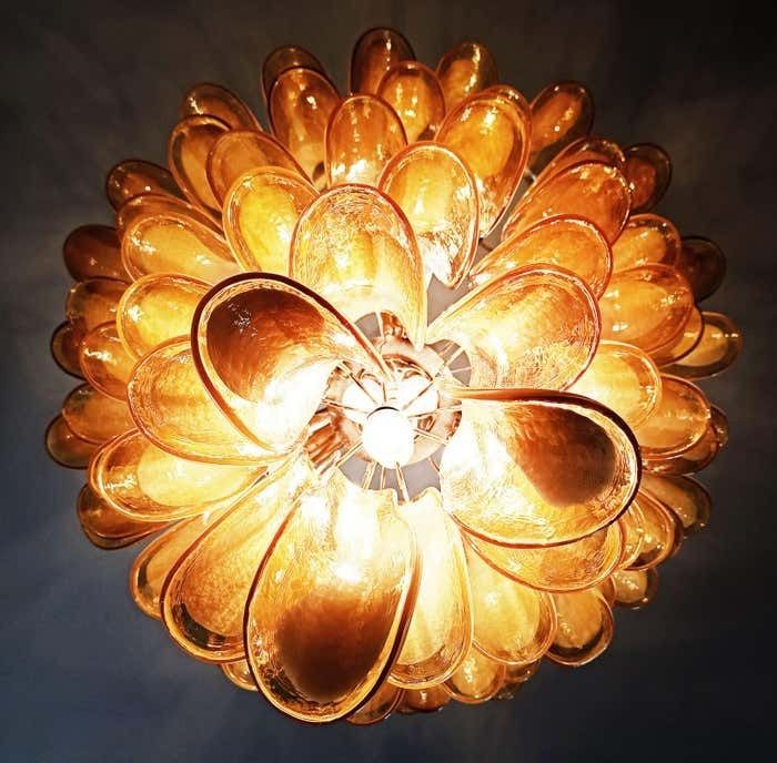 photo furniture Beautiful Murano Chandeliers In The Manner Of Mazzega   75 Caramel Glass Petalsi