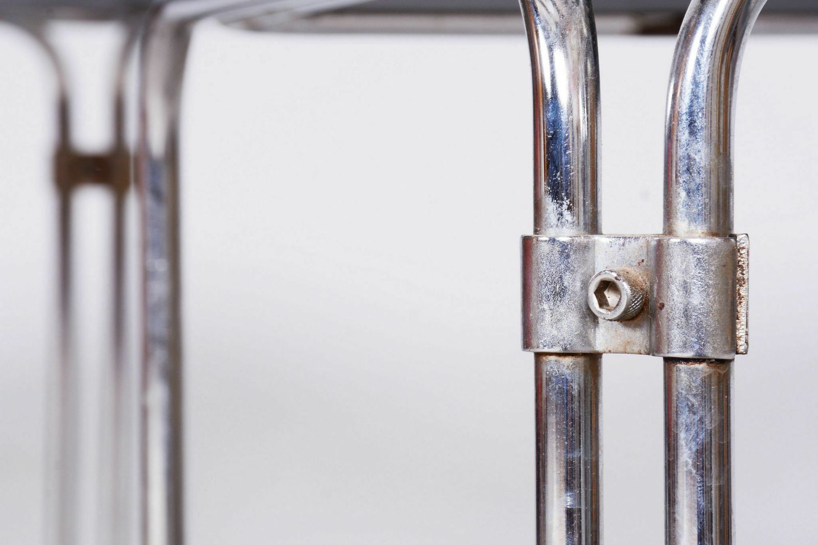 Restored Midcentury Nesting Tables, Chrome Plated Steel, Glass, Czechia, 1960s photo furniture