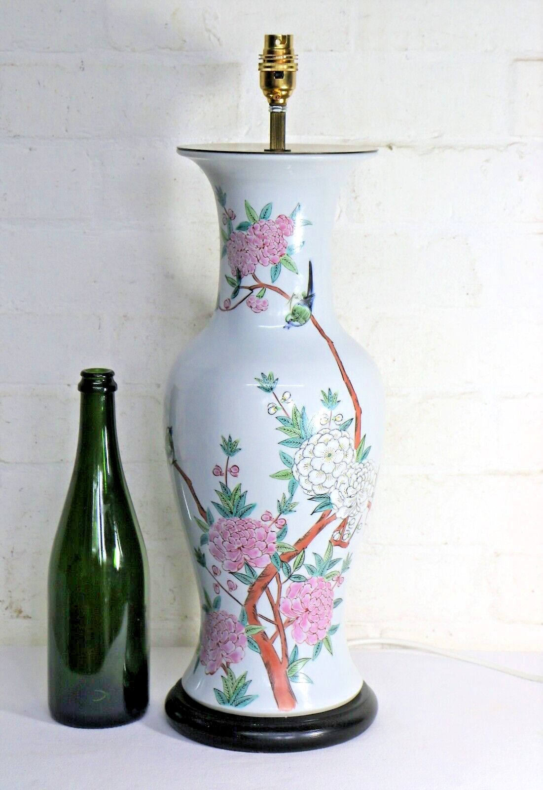 Table Lamp Vintage Large White Kutani Oriental Japanese Ceramic Lamp 1960's Vg photo furniture