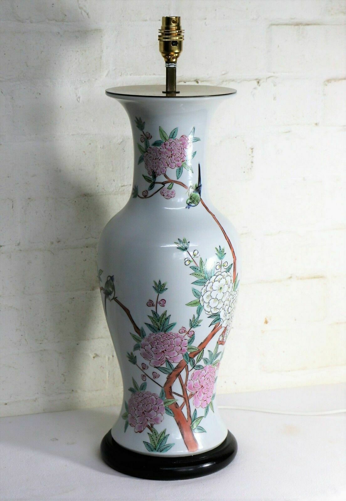 Lighting Table Lamp Vintage Large White Kutani Oriental Japanese Ceramic Lamp 1960's Vg photo