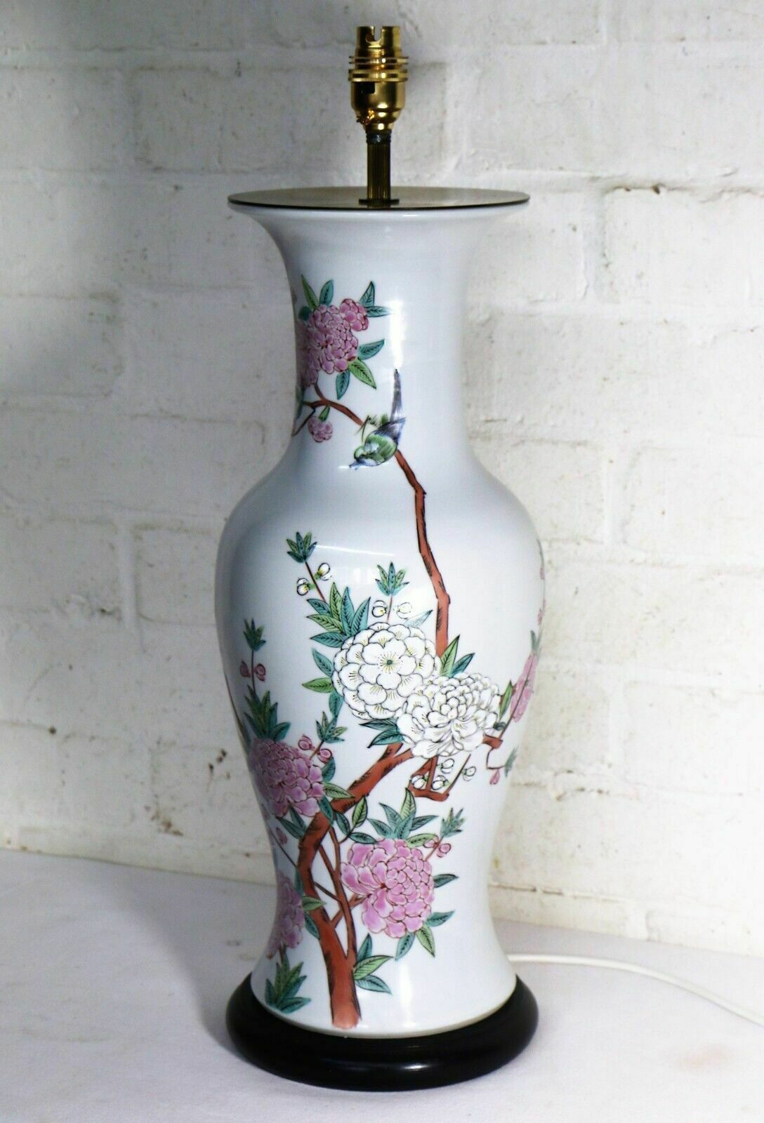 145.0 Table Lamp Vintage Large White Kutani Oriental Japanese Ceramic Lamp 1960's Vg photo