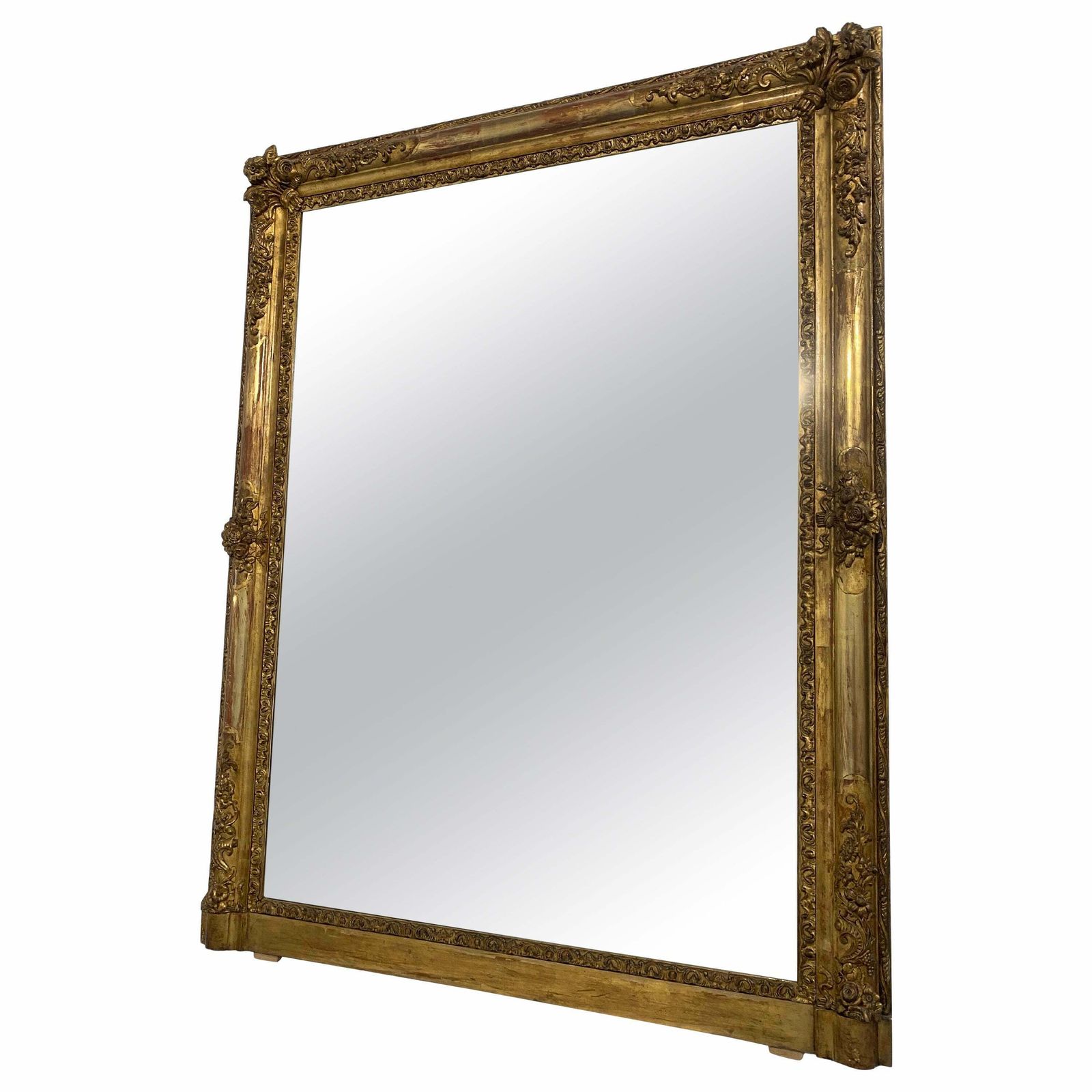 Antique French Mirror Gilded With Gold Leaf From The Napoleon III Era, 1870