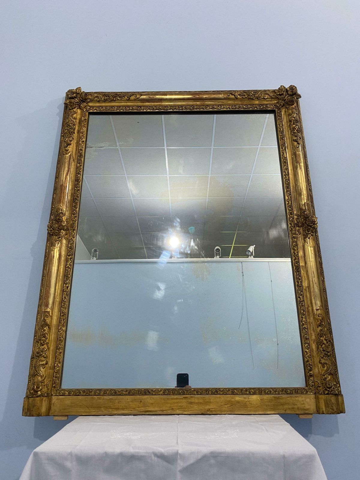 Antique French Mirror Gilded With Gold Leaf From The Napoleon III Era, 1870 photo Home Decor