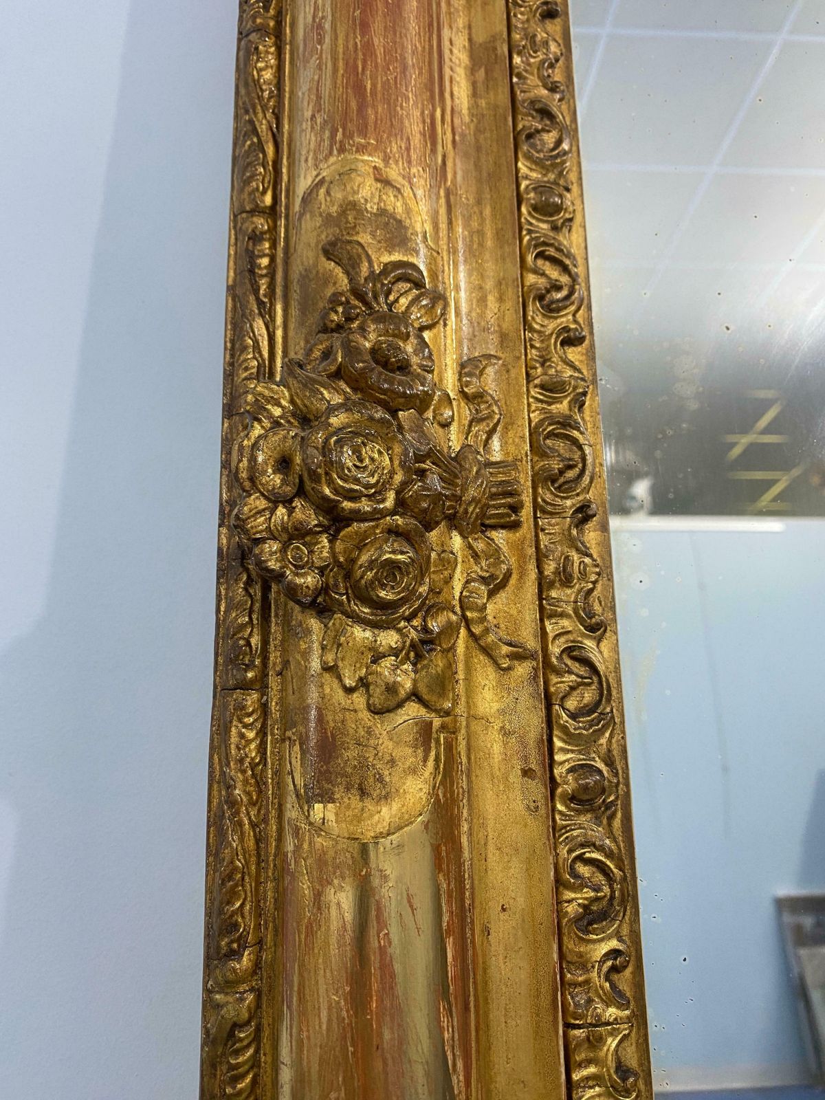 Antique French Mirror Gilded With Gold Leaf From The Napoleon III Era, 1870 photo 1579.0