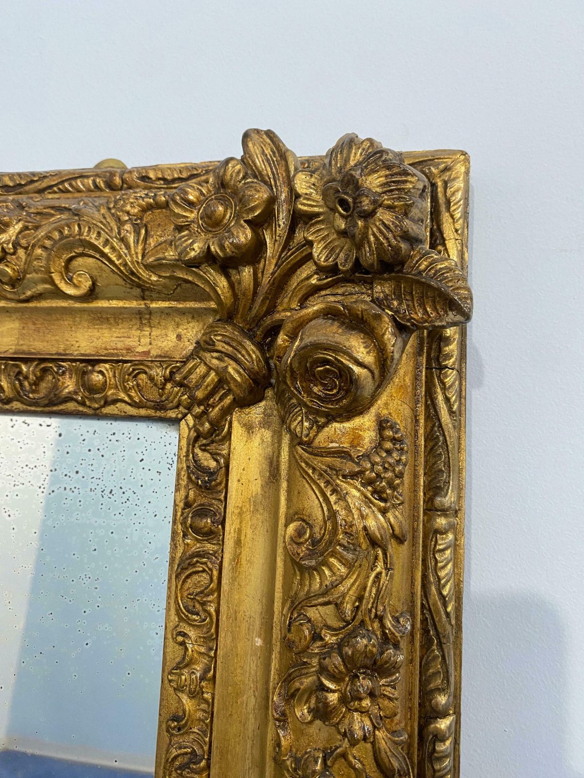 photo for sale Antique French Mirror Gilded With Gold Leaf From The Napoleon III Era, 1870