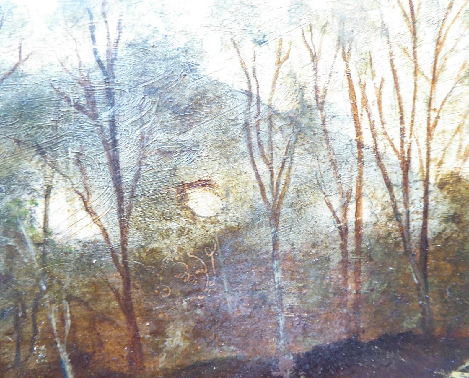 Original Forest Painting   Unframed Woodland Oil Painting   French Pyrenees Forest Woodcutting Painting photo 120.0