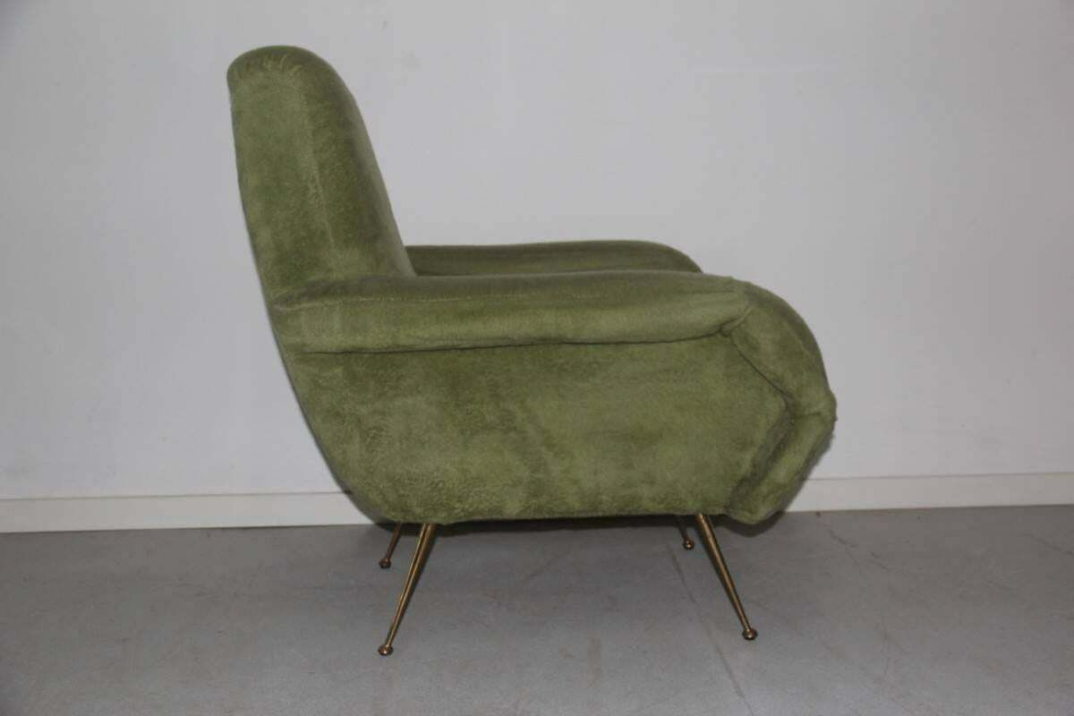 Italian Armchair Mid Century Design 1950s Green Brass Feet By Gigi Radice photo furniture