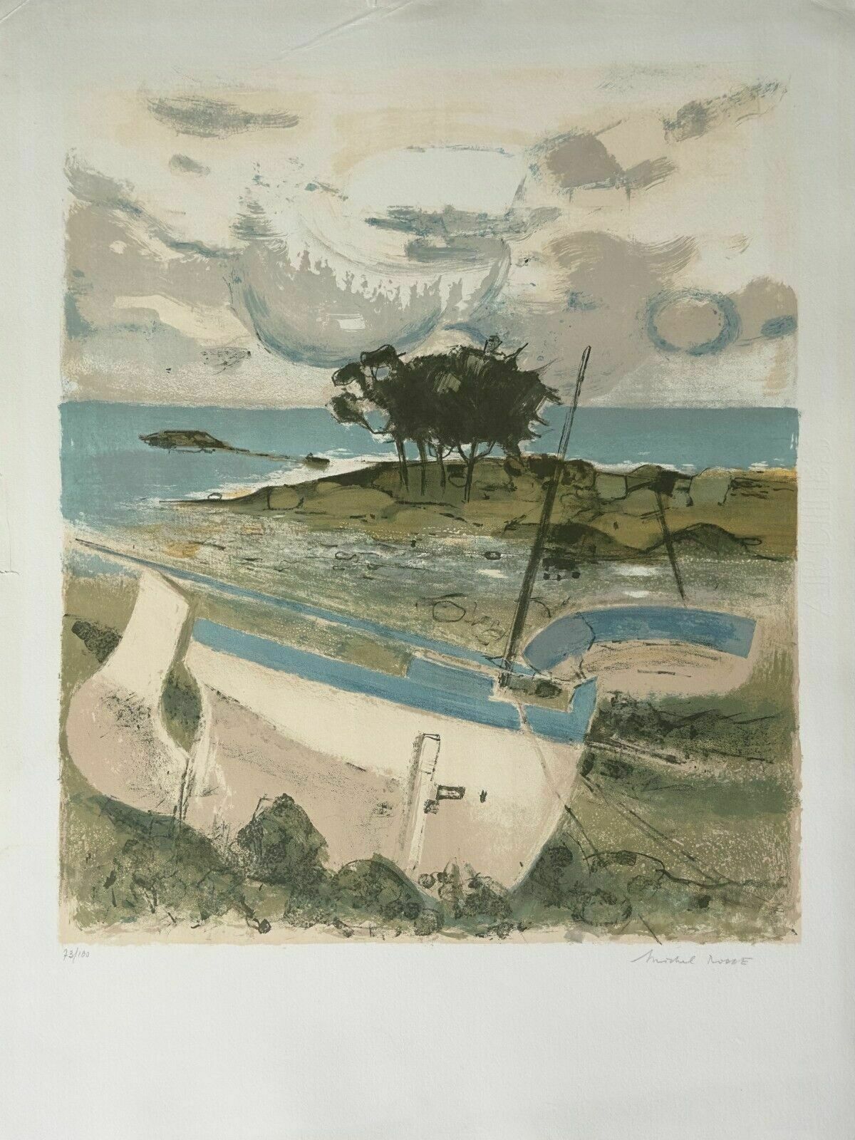 Michel Rodde   Signed And Numbered Lithograph Seaside Boat Marine Seascape