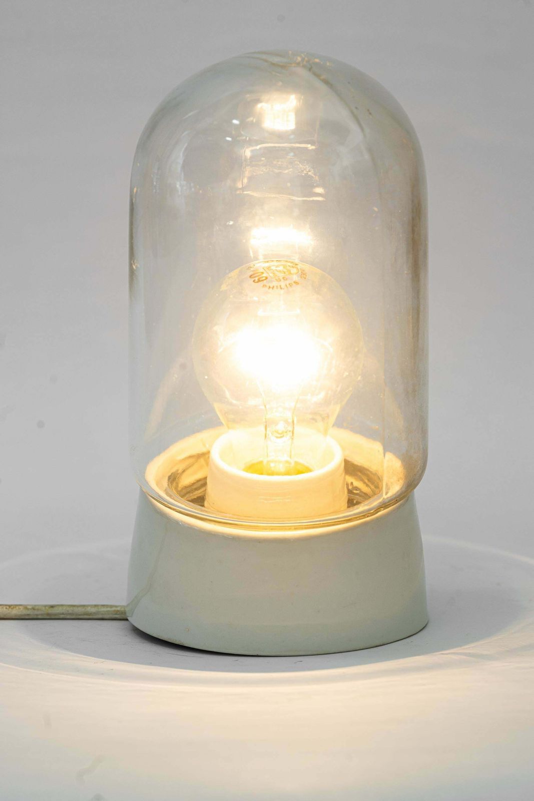 Art Deco Porcelain Lamp With Original Glass Shade Vienna Around 1920s photo Lighting