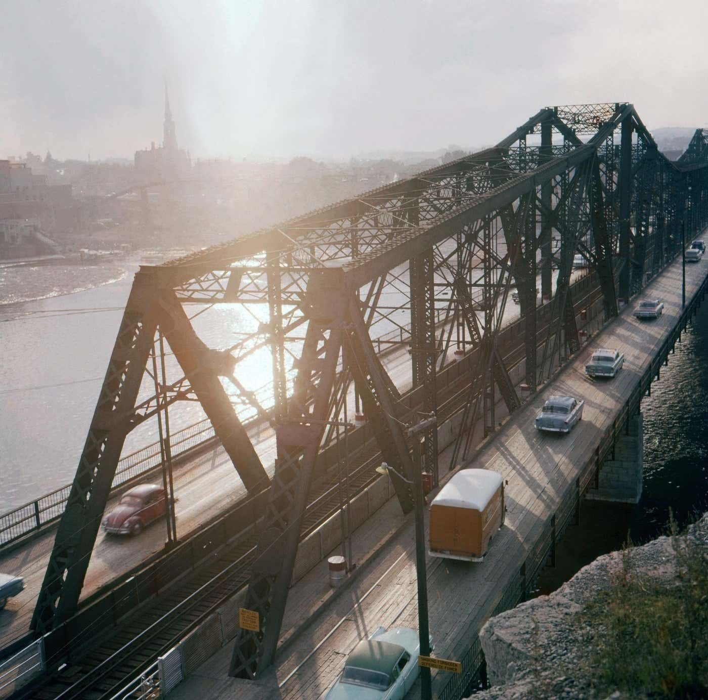 Pont Jayques Cartier Bridge Over St. Lawrence River At Montreal, Canada 1962