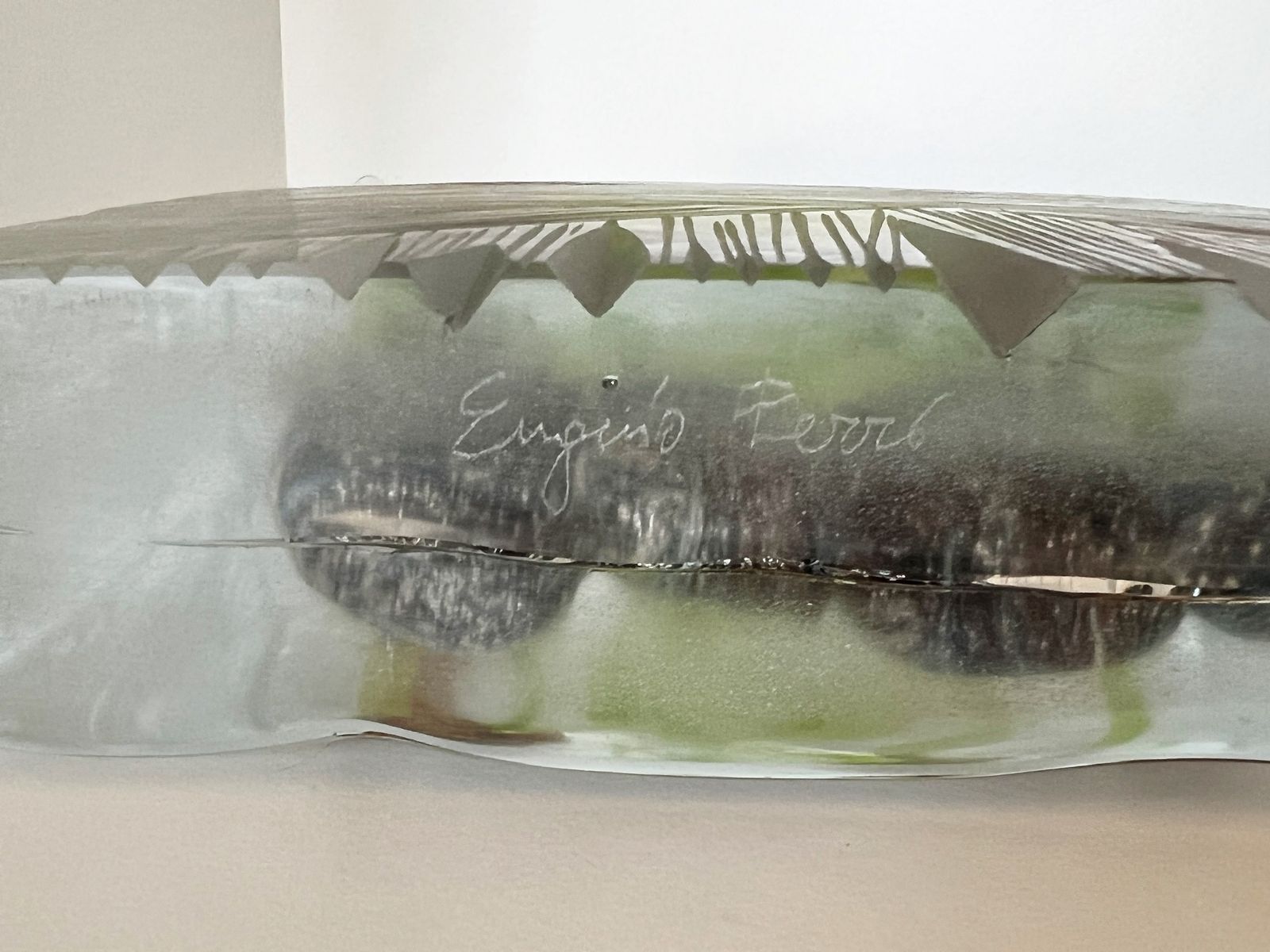 photo vinterior Italian Murano Glass Aquarium With Sea Animals, Signed