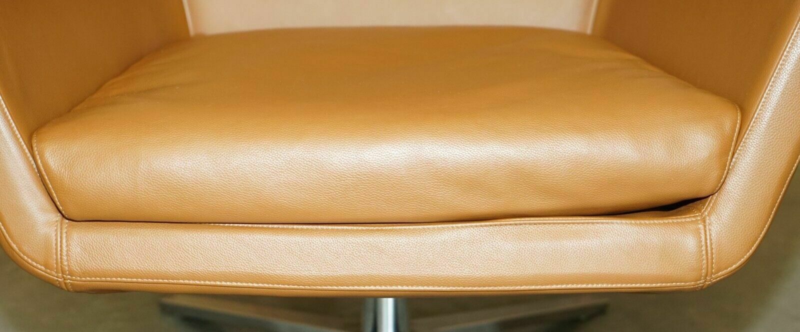 3750.0 Bob Anderson Jill Cognac Brown Leather Jill Lounge Armchair And Ottoman Footstool photo