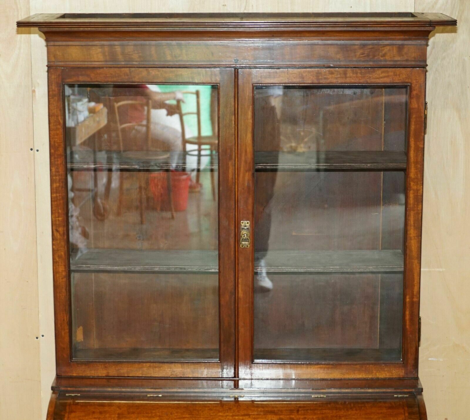Antique Victorian 1860 Walnut Scriban Bureau Bookcase Must See Pictures photo for sale