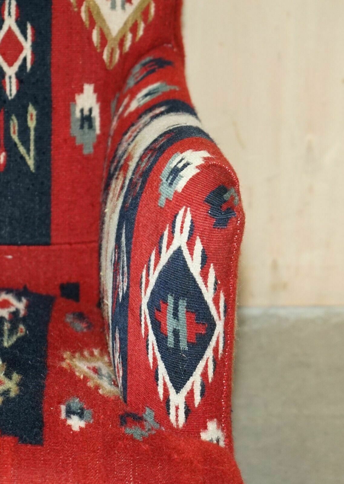 Furniture Rare Original Victorian Howard & Sons Bridgewater Armchair With Kilim Upholstery photo