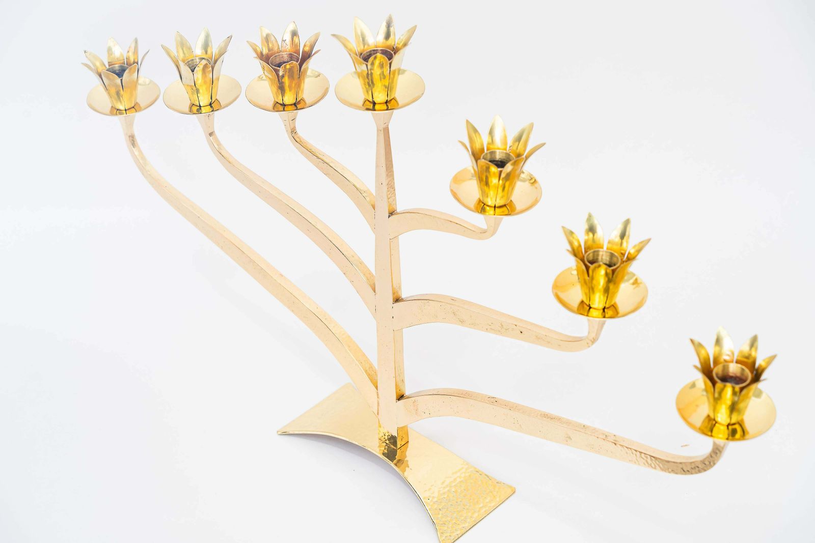 photo furniture Big, Massive And Hammered Jewish Candelabra For 7 Candles