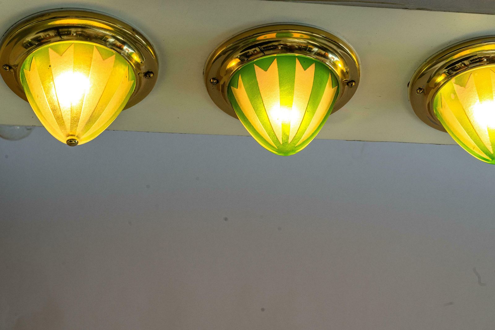 photo vinterior 6x Art Deco Spotlights With Original Glass Shades Vienna 1920s