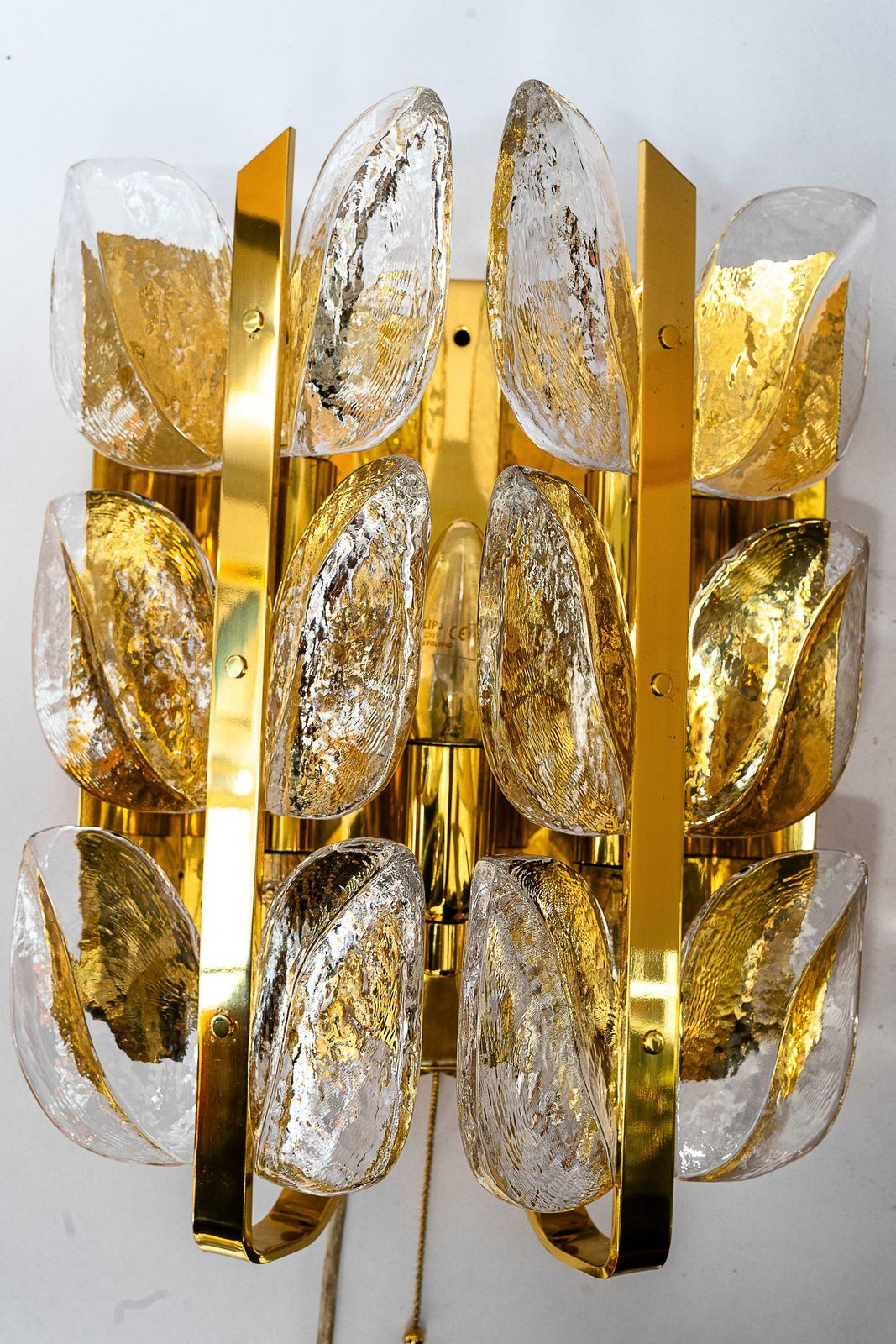Two Mid   Century Modern "Florida" Wall Lamps By Kalmar, Glass And Brass, 1970s photo 2995.0