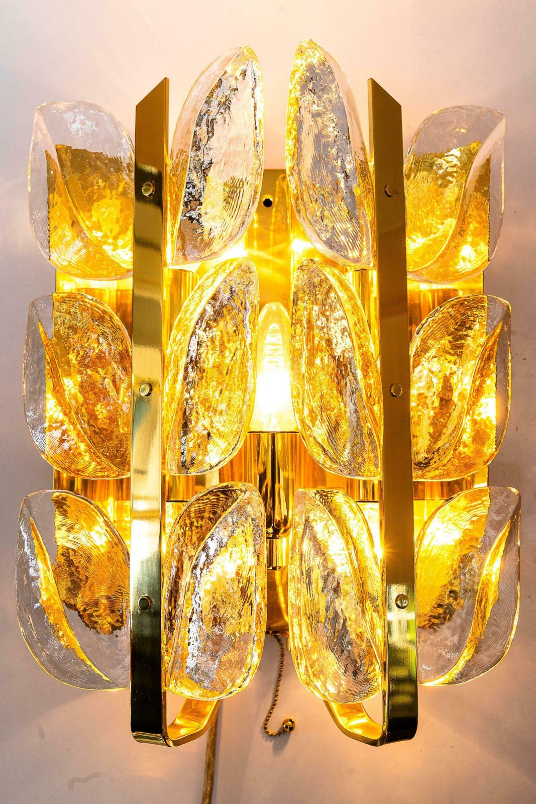 Two Mid   Century Modern "Florida" Wall Lamps By Kalmar, Glass And Brass, 1970s photo vinterior
