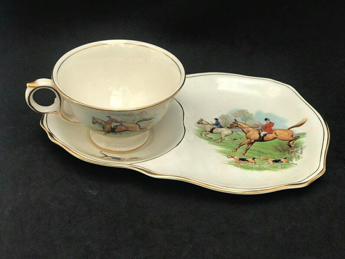 Royal Winton Grimwades Fox Hunting Tennis Set Teacup And Saucer Hunt Gift Hunter Gift Equestrian English Tea Table Decor Cottage Country photo buy