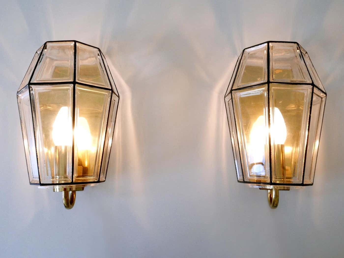 Set Of Two Mid Century Modern Sconces Or Wall Fixtures By Glashütte Limburg photo vinterior
