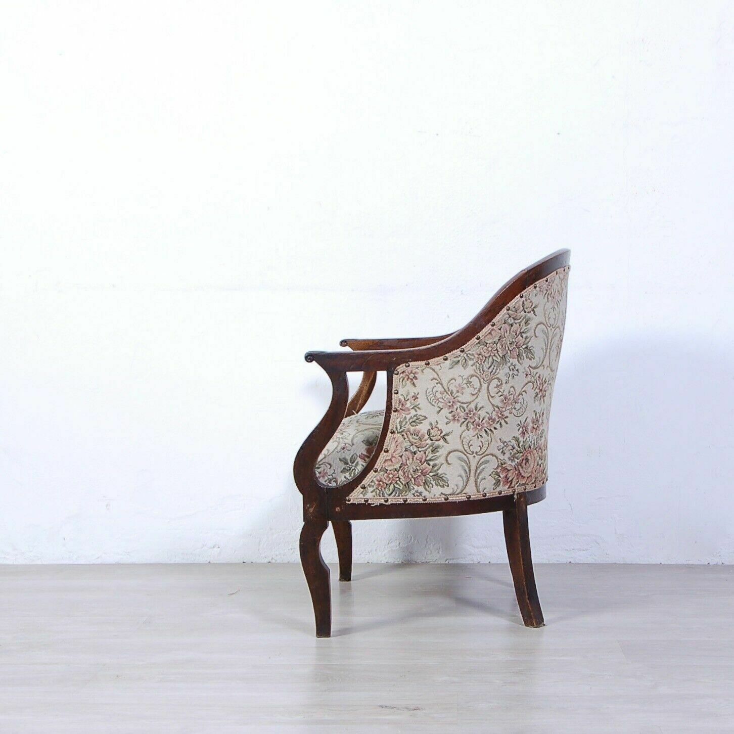Antique Charles X Style Armchair In Walnut Wood With Armrests Antique Mid 19th Century photo 357.0