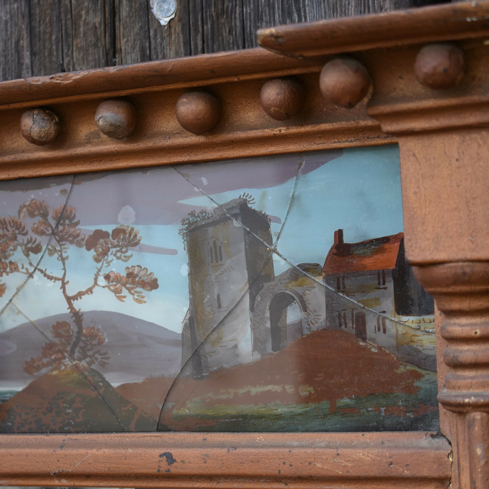 photo furniture Antique 19th Century Gilt Verre Eglomise Painted Panel Pier Mantle Mirror