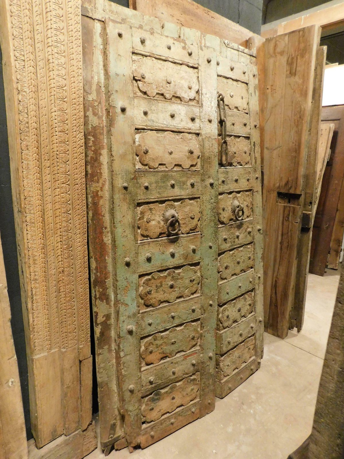Ethnic Entrance Door, Carved And Lacquered With Irons, India photo furniture