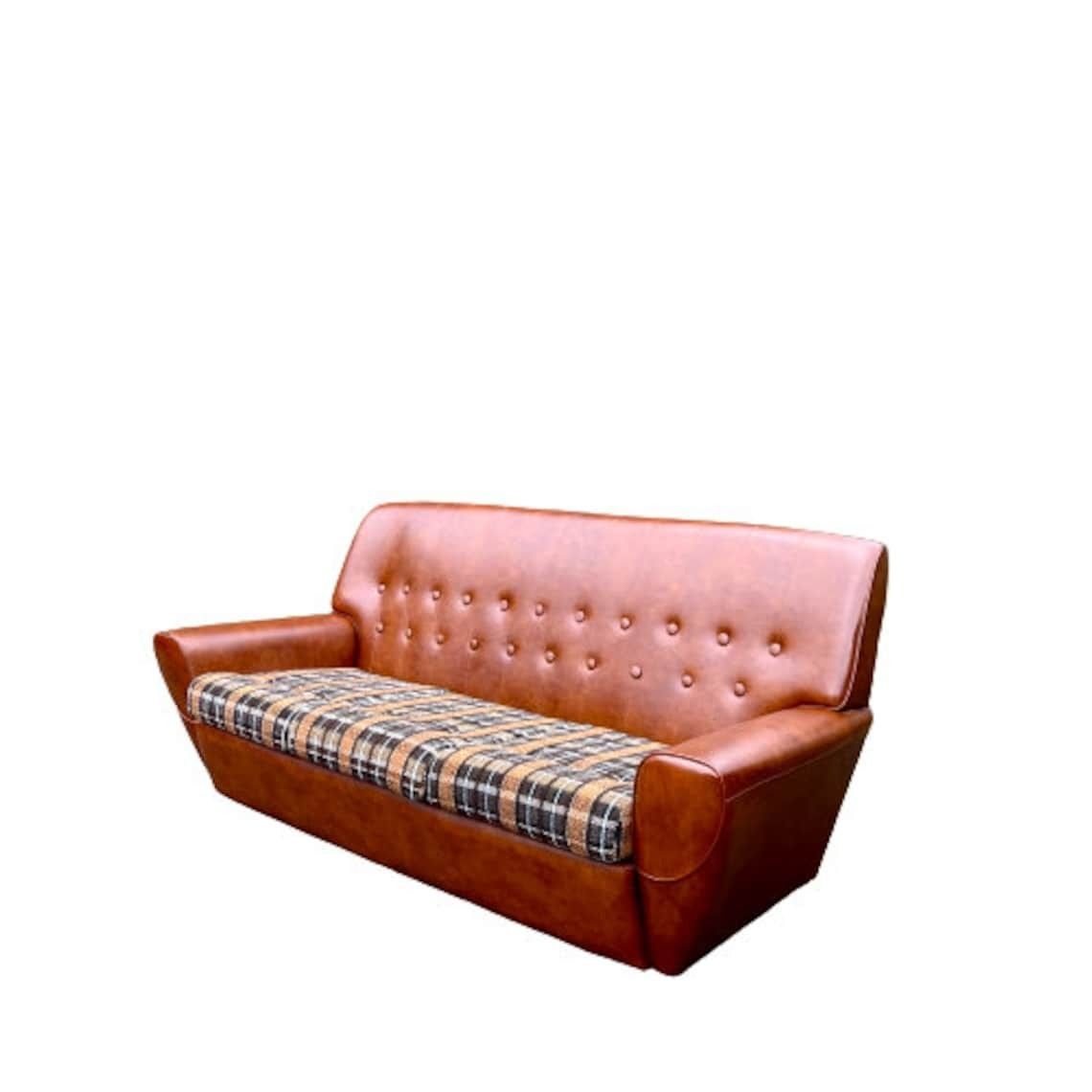 Mid Century Brown Faux Leather Armchair photo Furniture