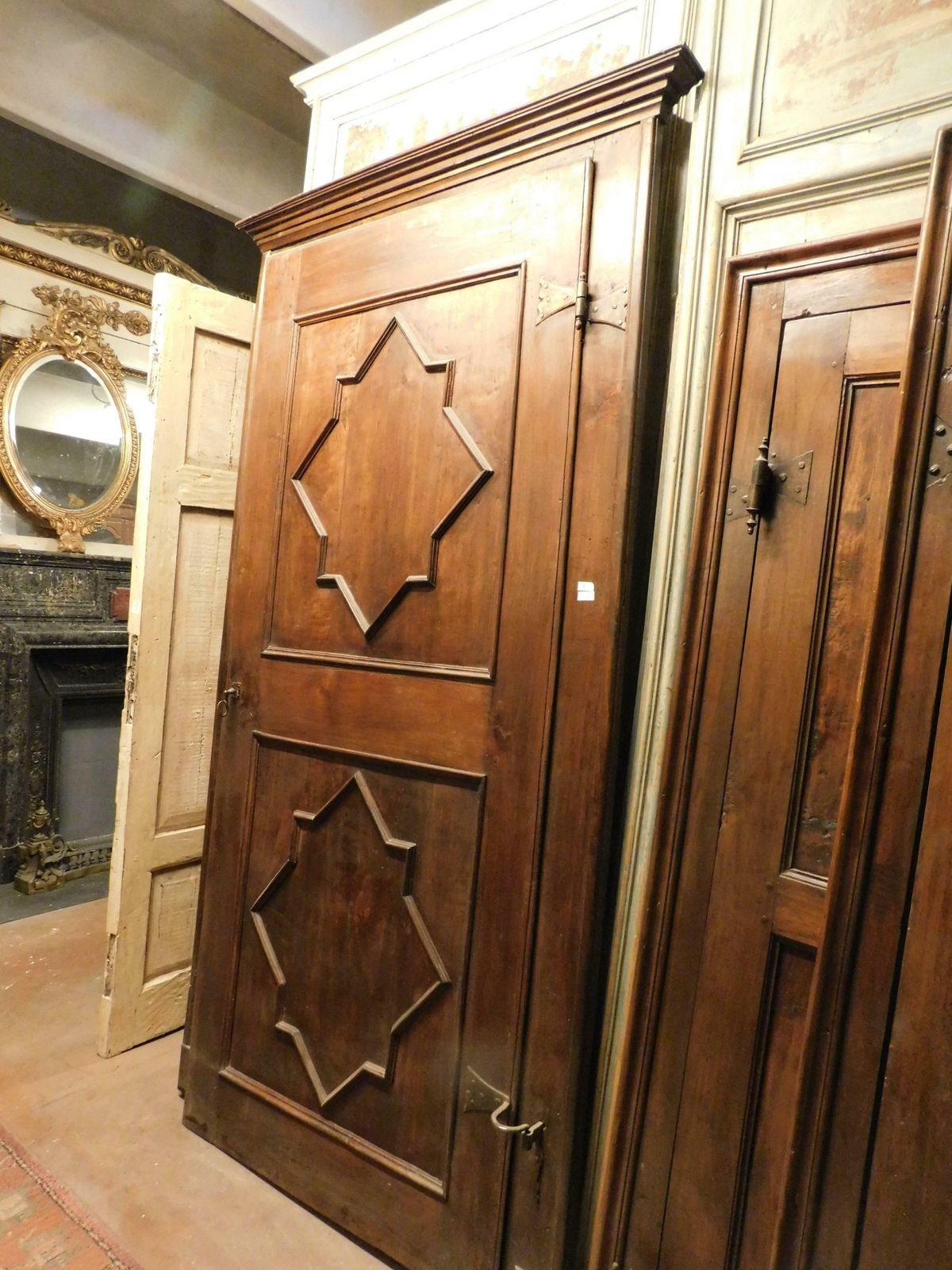 N.3 Poplar Interior Carved Doors, Not Identical, Original Iron And Frame, Italy photo 3964.0