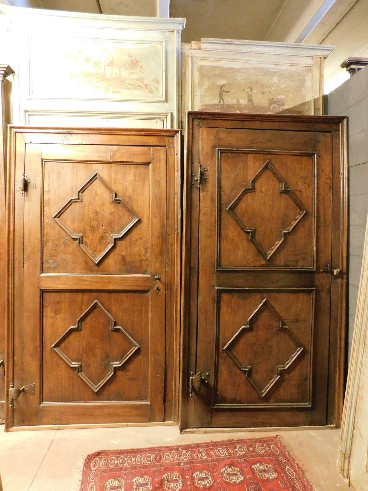 photo for sale N.3 Poplar Interior Carved Doors, Not Identical, Original Iron And Frame, Italy