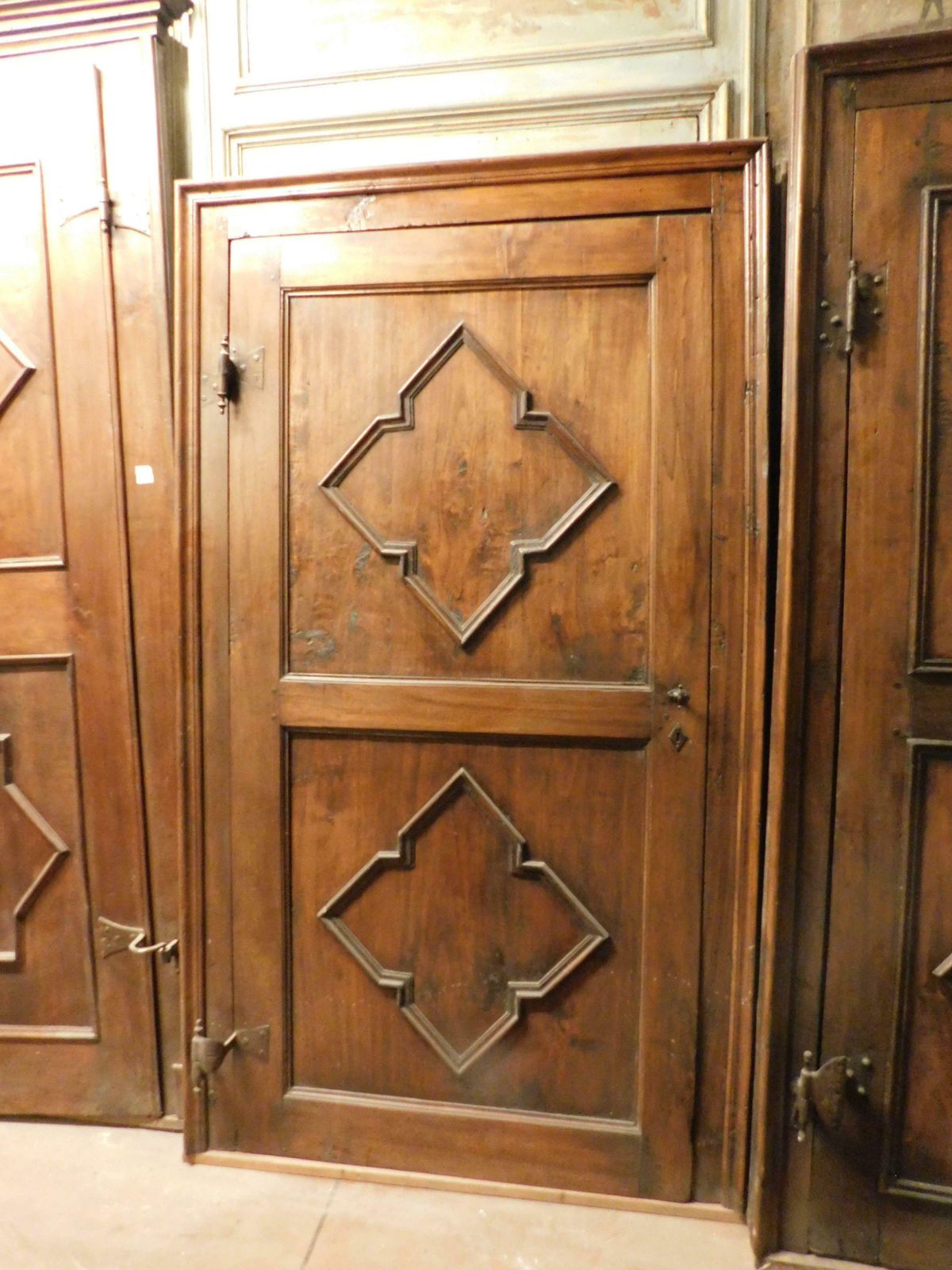 Home Fixtures N.3 Poplar Interior Carved Doors, Not Identical, Original Iron And Frame, Italy photo