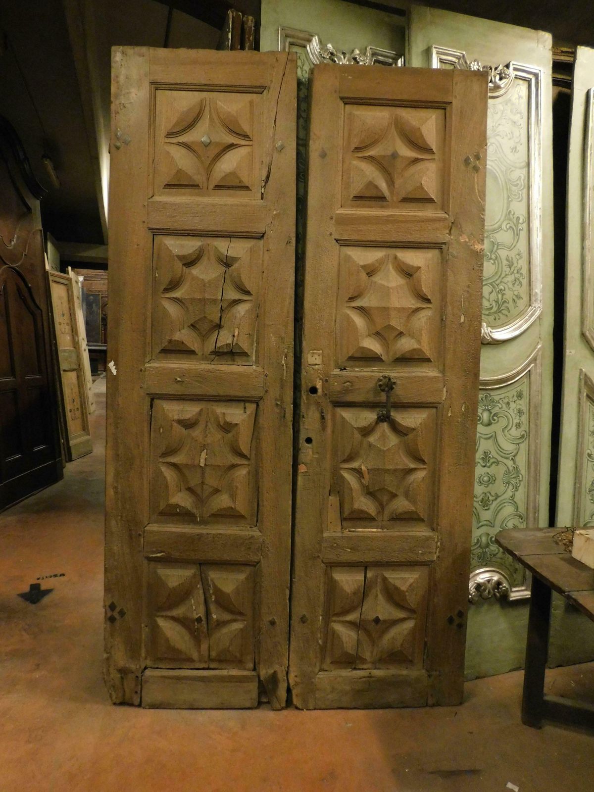 Double Entrance Main Door Carved In Walnut, Italy photo buy