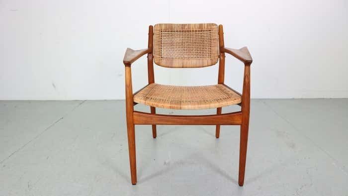 Arne Vodder Teak/Rattan Chair "Model 51" For Sibast Furniture, 1950 Denmark photo for sale