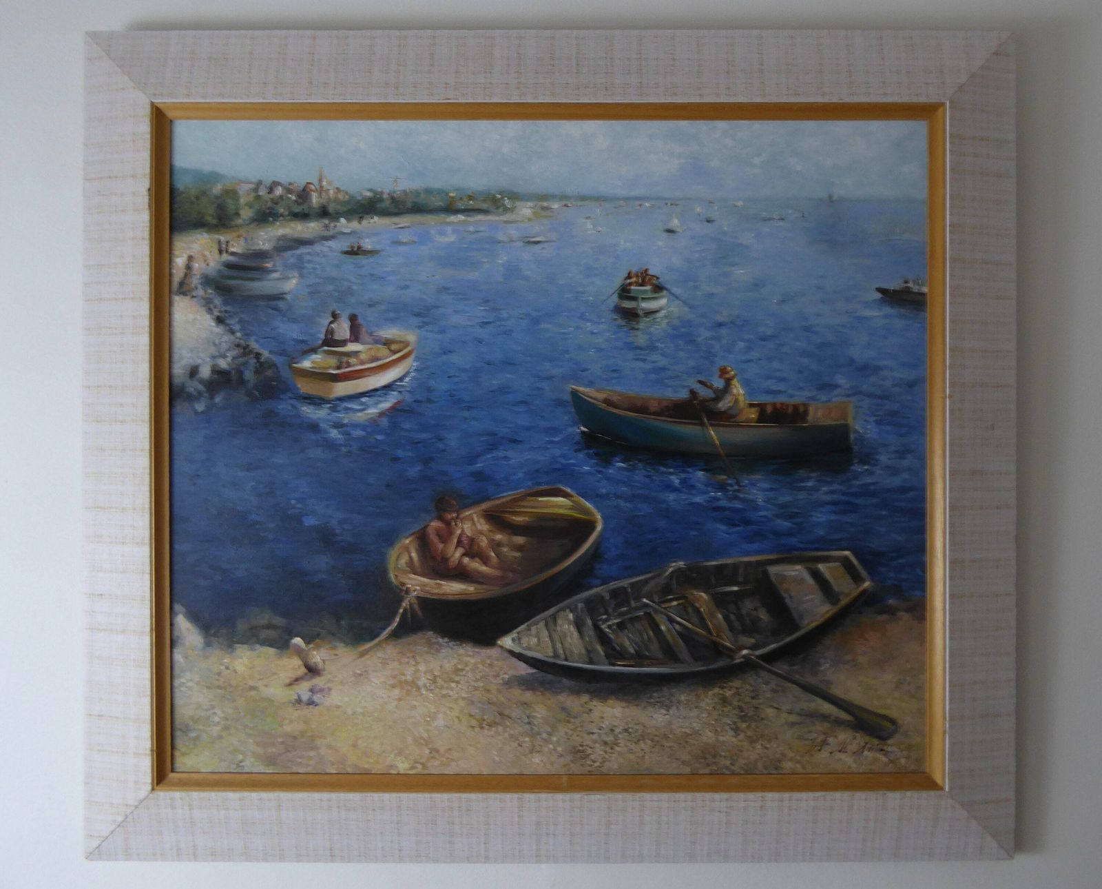 Original Signed Coastal Art | Large Seascape Maritime Painting photo furniture