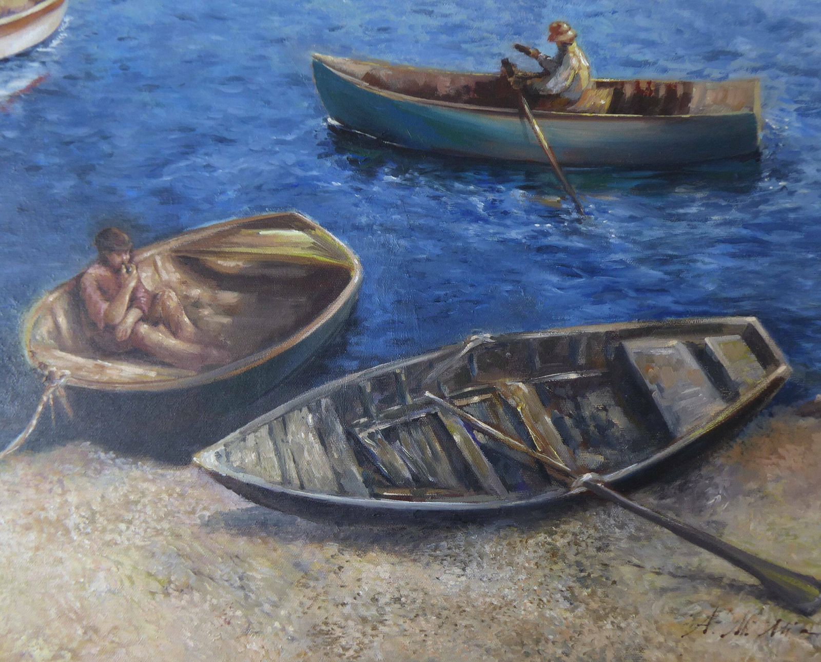 Original Signed Coastal Art | Large Seascape Maritime Painting photo for sale