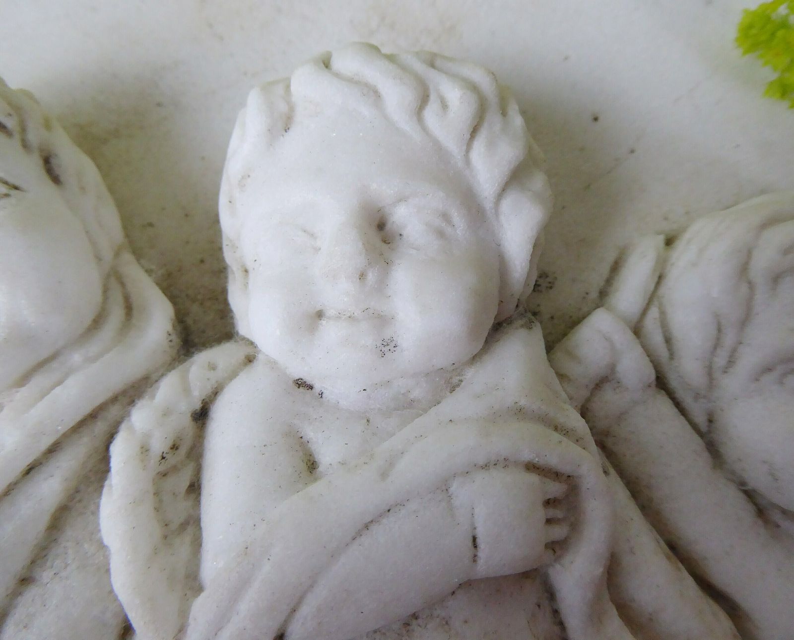 White Marble Cherubs Plaque | Antique Putti Decorative Frieze | Architectural Salvage | Romantic Décor photo 273.0