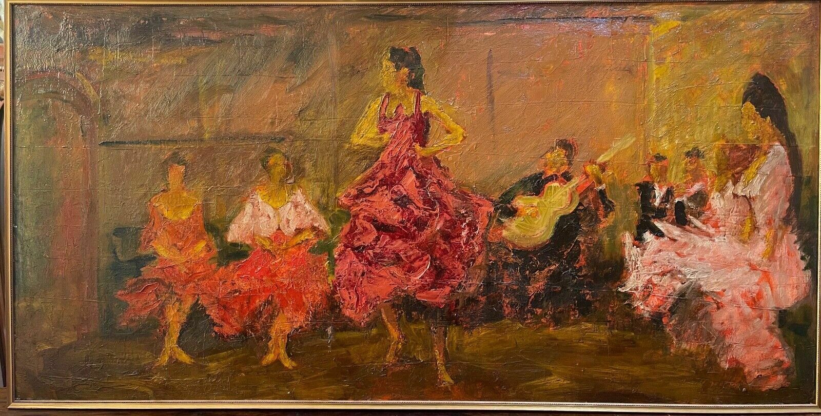 Oil Painting On Modern Canvas, Dance Scene, 20th Century, Impressionist