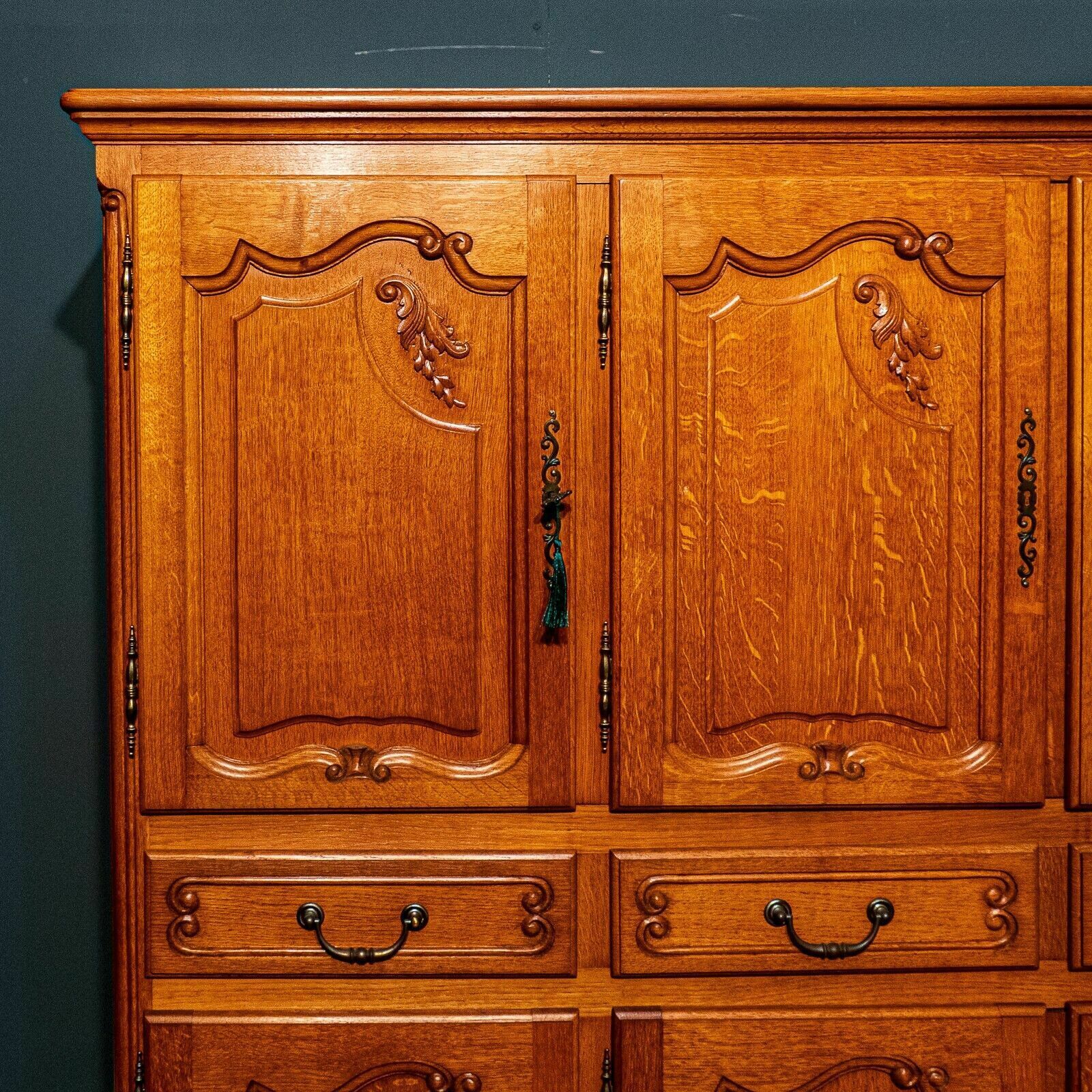 Large French Honey Oak Louis XV 6 Door Side Cabinet Internal Lights   B06 23 photo buy