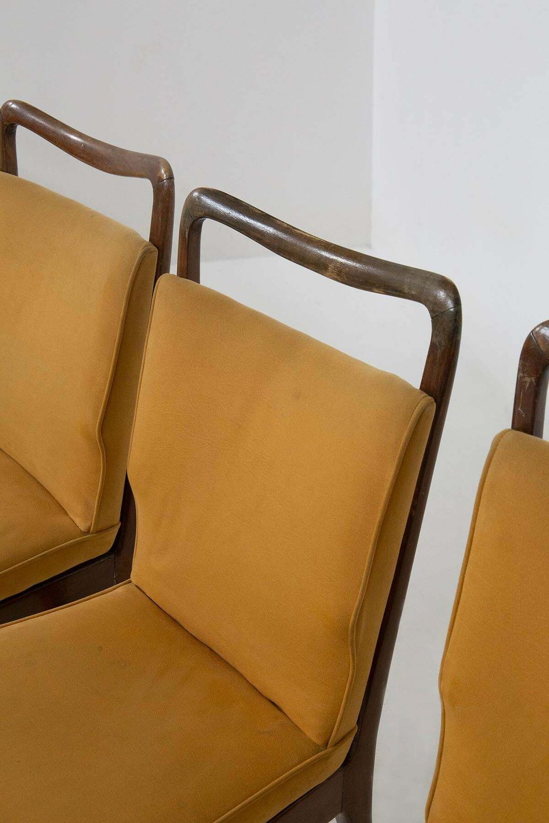 Isa Bergamo Set Of Italian Six Chairs In Yellow Fabric photo furniture