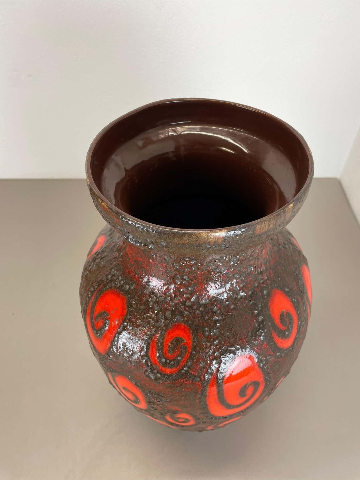 Large Pottery Fat Lava Brown Red 241 47 Floor Vase Made By Scheurich, 1970s photo Home Decor