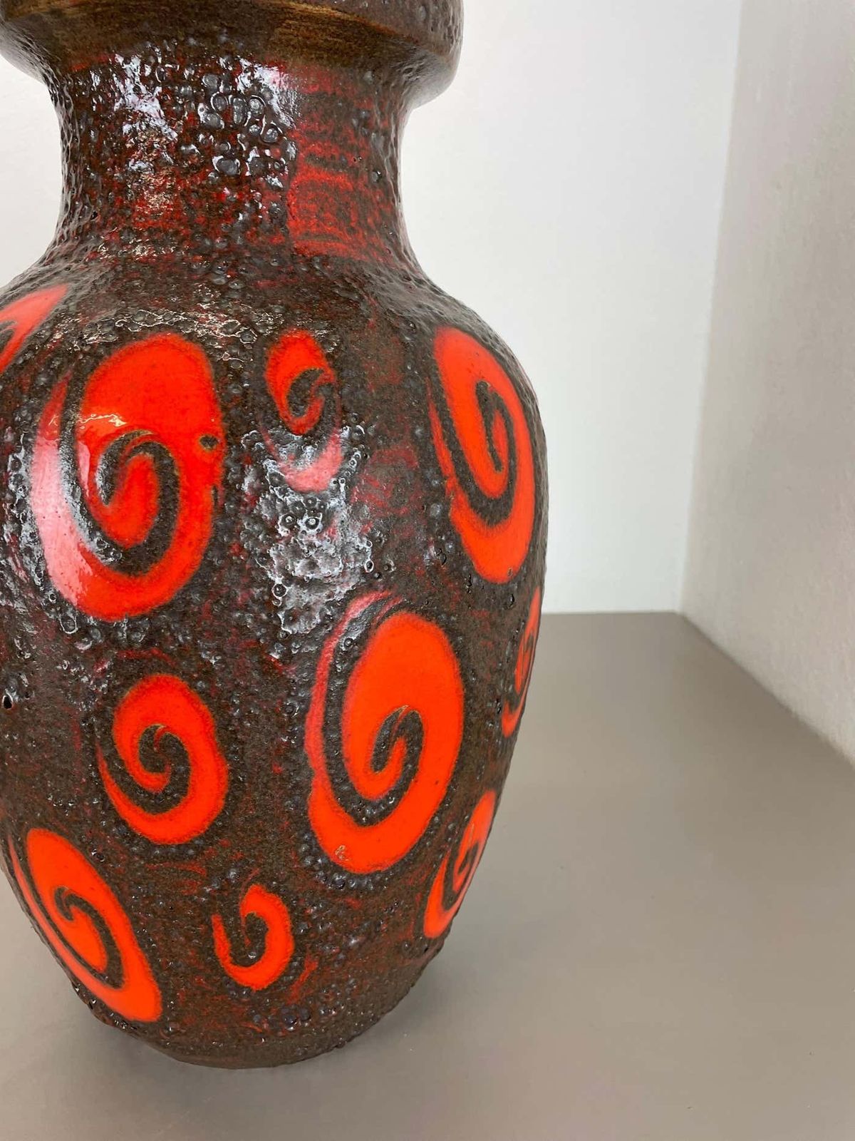 photo for sale Large Pottery Fat Lava Brown Red 241 47 Floor Vase Made By Scheurich, 1970s