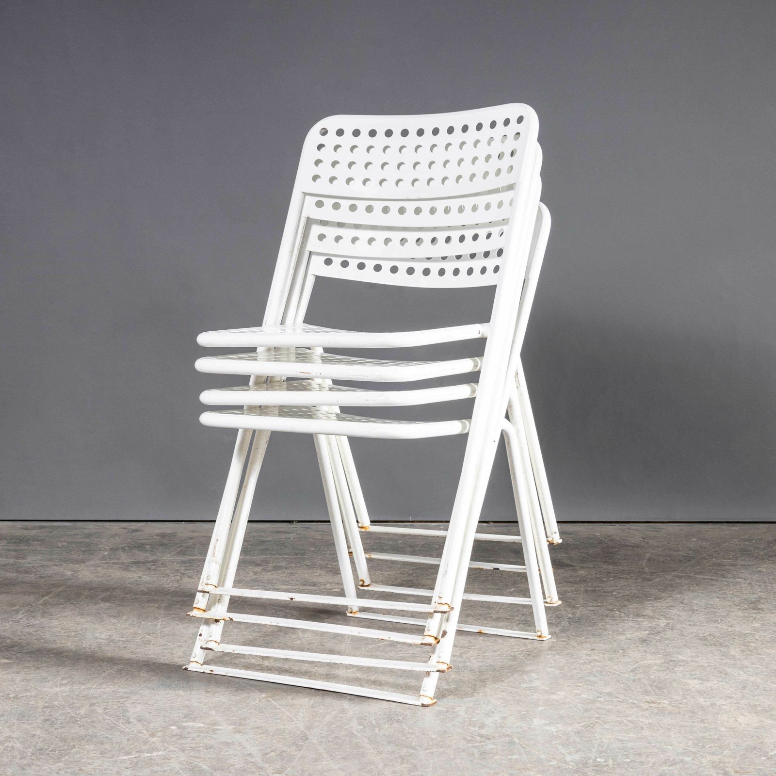 1970’s Egon Eiremann House In Baden Baden White Metal Chairs – Set Of Four photo for sale